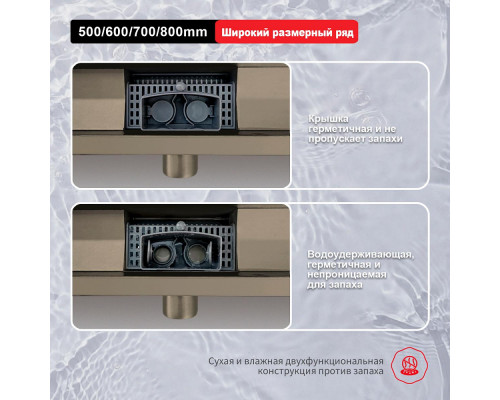 Душевой трап Raglo R650.70.03 700мм, нержавеющая сталь, сатин золотой