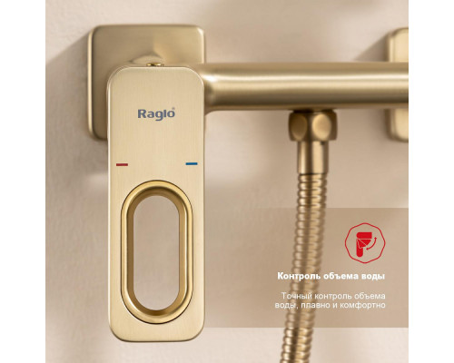 Смеситель Raglo R51.51.03 с гигиеническим душем настенный , сатин золотой