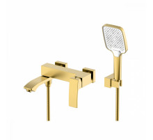 Смеситель Raglo R01.30.03 для ванны и душа настенный излив поворотный 15 см, сатин золотой