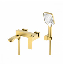 Смеситель Raglo R01.30.03 для ванны и душа настенный излив поворотный 15 см, сатин золотой