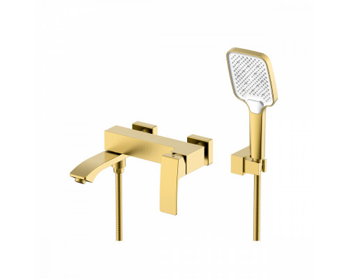 Смеситель Raglo R01.30.03 для ванны и душа настенный излив поворотный 15 см, сатин золотой