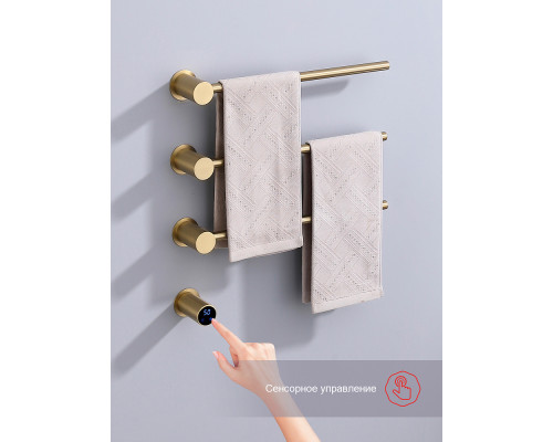 Полотенцесушитель электрический RAGLO R350.51.03 встраиваемый сенсорный с терморегулятором , сатин золотой