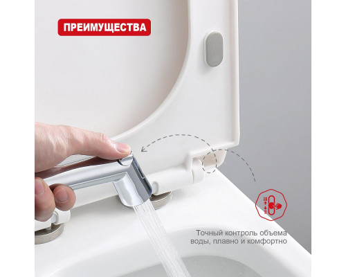 Лейка для гигиенического душа Raglo R460.01 с клавишей регулировки воды пластик/силикон, хром