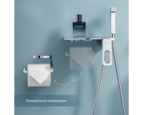 Смеситель Raglo R51.55 с гигиеническим душем встраиваемый с полкой и держателем бумаги, хром