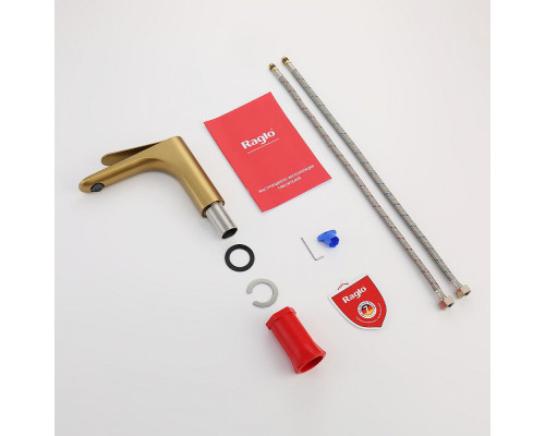 Смеситель Raglo R21.10.03 для раковины монолитный, сатин золотой