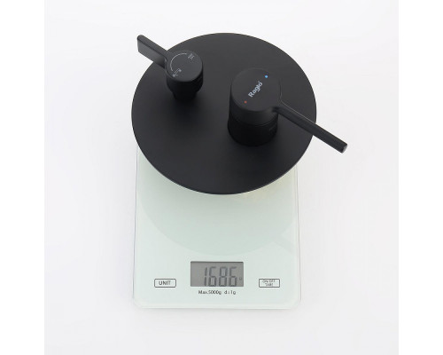 Душевая система Raglo R20.27.06 для ванны и душа встраиваемая на 3 режима излив поворотный 20 см, черный