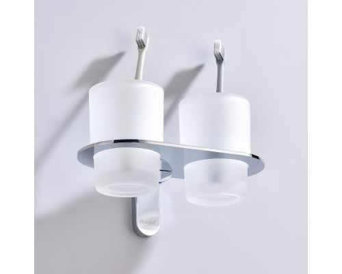 Стакан для зубных щеток с держателем Raglo R300.08 двойной,хром