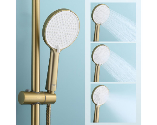 Душевая система Raglo R20.26.03 для ванны и душа с термостатом , сатин золотой