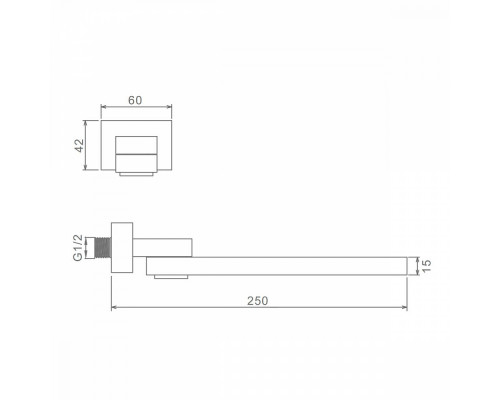 Встраиваемый наполнитель Raglo R473.74 для ванны и душа излив поворотный 25см латунь, хром