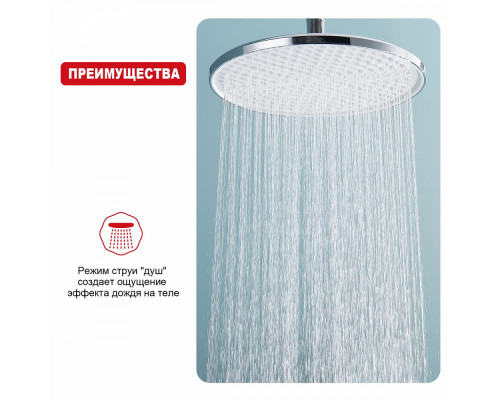 Лейка душевая верхняя Raglo R451.50 тропический душ ∅250мм пластик/силикон, хром