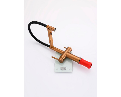 Смеситель Raglo R20.63.33 для кухни с подключением к фильтру съёмный гибкий излив с магнитным фиксатором, матовая медь