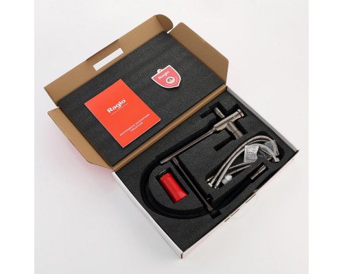 Смеситель Raglo R81.63.09 для кухни с подключением к фильтру съёмный гибкий излив с магнитным фиксатором, графит