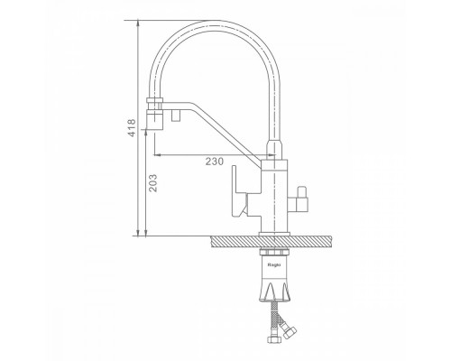 Смеситель Raglo R85.62.09 для кухни с подключением к фильтру съёмный гибкий излив с магнитным фиксатором, графит