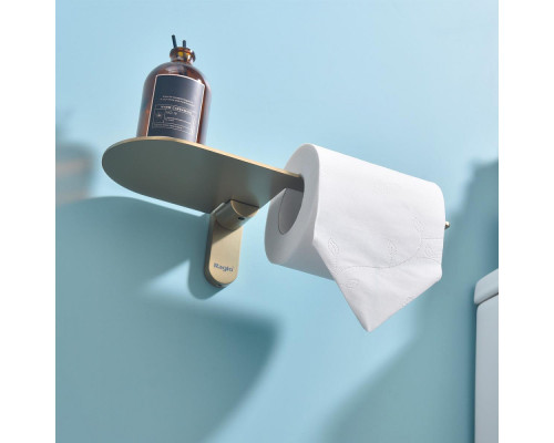 Держатель для туалетной бумаги Raglo R300.03.03 с полкой,сатин золотой