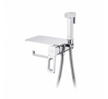 Смеситель Raglo R51.55 с гигиеническим душем встраиваемый с полкой и держателем бумаги, хром