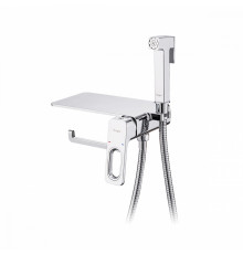 Смеситель Raglo R51.55 с гигиеническим душем встраиваемый с полкой и держателем бумаги, хром