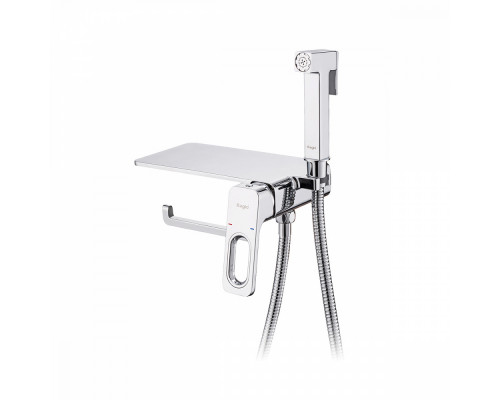 Смеситель Raglo R51.55 с гигиеническим душем встраиваемый с полкой и держателем бумаги, хром