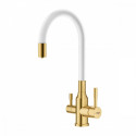 Смеситель Raglo R81.64.03 для кухни с подключением к фильтру излив гибкий поворотный, сатин золотой