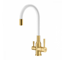 Смеситель Raglo R81.64.03 для кухни с подключением к фильтру излив гибкий поворотный, сатин золотой