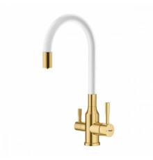 Смеситель Raglo R81.64.03 для кухни с подключением к фильтру излив гибкий поворотный, сатин золотой