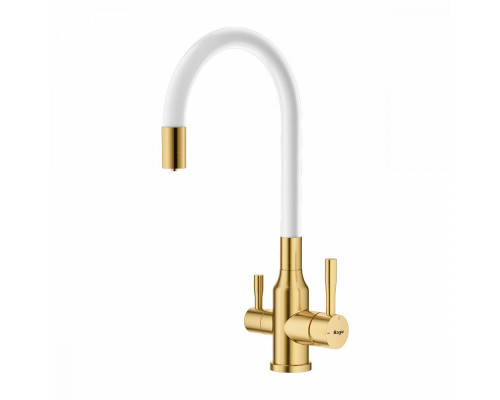 Смеситель Raglo R81.64.03 для кухни с подключением к фильтру излив гибкий поворотный, сатин золотой