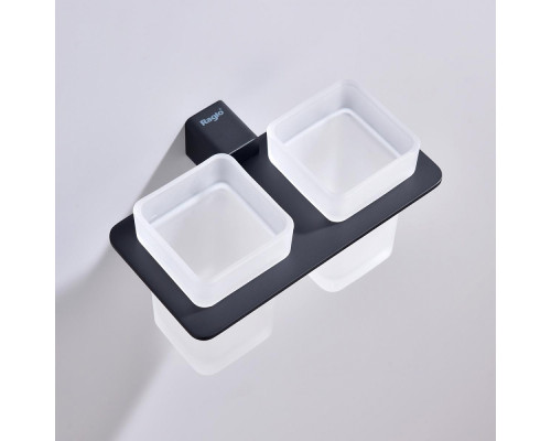 Стакан для зубных щеток с держателем Raglo R301.08.06 двойной,черный