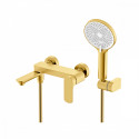 Смеситель Raglo R03.30.03 для ванны и душа настенный излив поворотный 15 см, сатин золотой