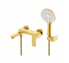 Смеситель Raglo R03.30.03 для ванны и душа настенный излив поворотный 15 см, сатин золотой