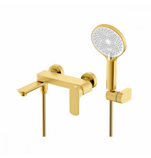 Смеситель Raglo R03.30.03 для ванны и душа настенный излив поворотный 15 см, сатин золотой