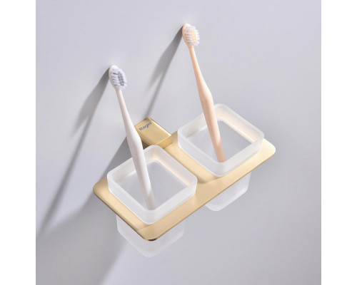 Стакан для зубных щеток с держателем Raglo R301.08.03 двойной,сатин золотой