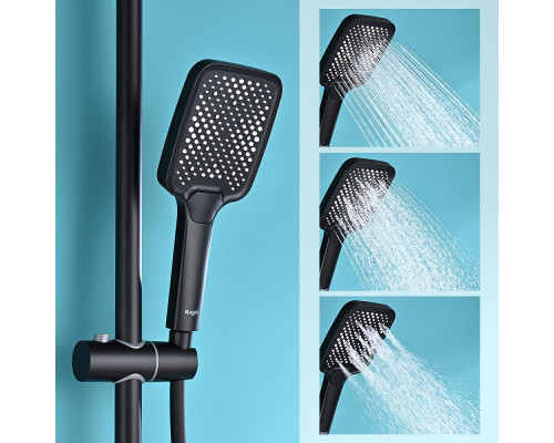 Душевая система Raglo R01.26.06 для ванны и душа с термостатом излив поворотный 15 см, черный