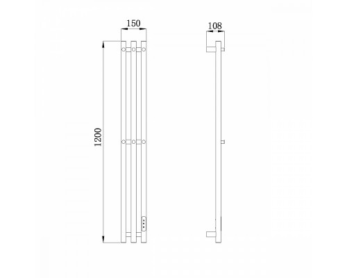 Полотенцесушитель электрический RAGLO R350.17.05 настенный сенсорный узкий с терморегулятором , сатин
