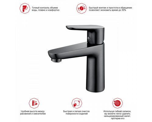 Смеситель Raglo R31.10.09 для раковины монолитный, графит