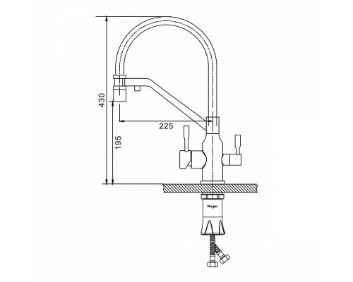 Смеситель Raglo R81.62.03 для кухни с подключением к фильтру съёмный гибкий излив с магнитным фиксатором, сатин золотой