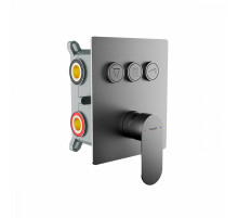 Смеситель Raglo R50.273.09 для ванны и душа встраиваемый на 3 режима (кнопочное управление), графит