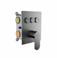 Смеситель Raglo R50.273.09 для ванны и душа встраиваемый на 3 режима (кнопочное управление), графит