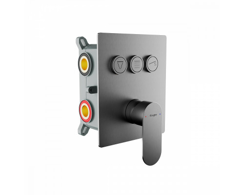 Смеситель Raglo R50.273.09 для ванны и душа встраиваемый на 3 режима (кнопочное управление), графит