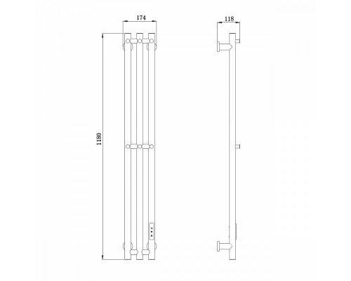 Полотенцесушитель электрический RAGLO R350.16.33 настенный сенсорный узкий с терморегулятором , матовая медь