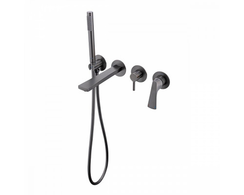 Смеситель Raglo R07.32.09 для ванны и душа встраиваемый излив монолитный 20 см, графит