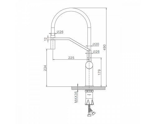 Смеситель Raglo R20.41.09 для кухни съёмный гибкий излив с магнитным фиксатором, графит