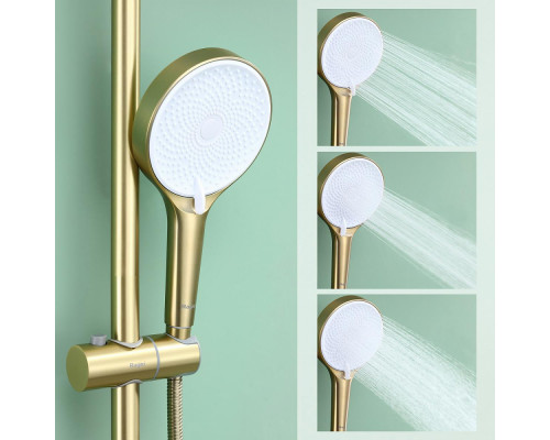 Душевая система Raglo R10.24.03 для ванны и душа излив поворотный 15 см, сатин золотой