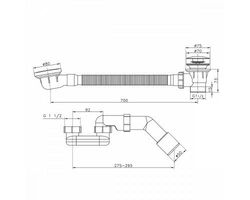 Слив-перелив для ванны Raglo R600.31.03 автоматический (клик-клак), латунь/пластик, сатин золотой