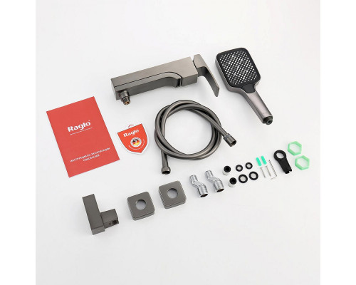 Смеситель Raglo R02.30.09 для ванны и душа настенный излив поворотный 15 см, графит