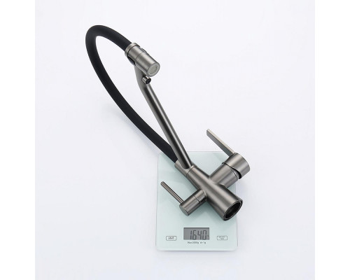 Смеситель Raglo R80.62.09 для кухни с подключением к фильтру съёмный гибкий излив с магнитным фиксатором, графит