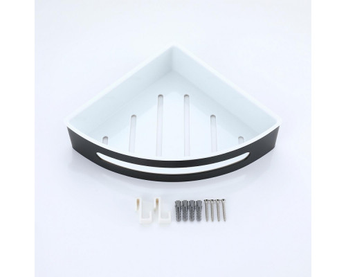 Полка для ванны и душа Raglo R340.01.06 угловая с крючками,черный