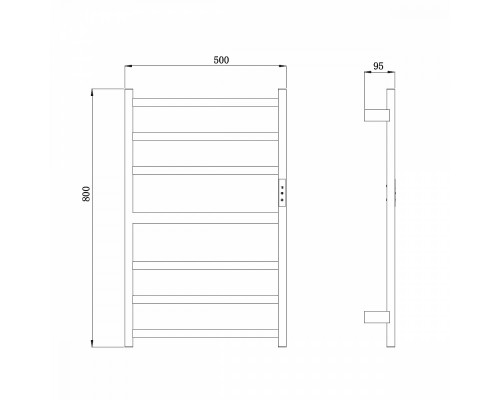 Полотенцесушитель электрический RAGLO R350.06.09 настенный сенсорный с терморегулятором , графит
