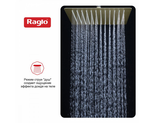 Лейка душевая верхняя Raglo R451.55.03 тропический душ 300*300мм нержавеющая сталь, Сатин золотой