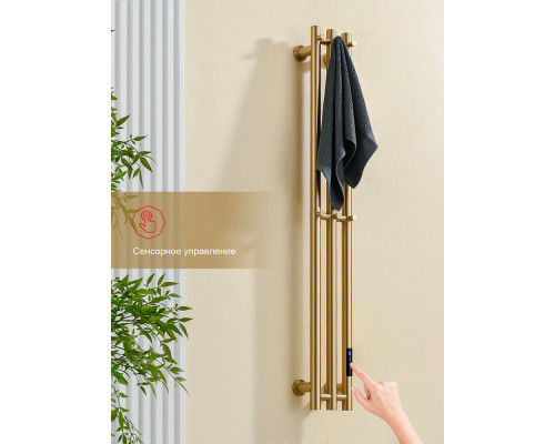 Полотенцесушитель электрический RAGLO R350.16.03 настенный сенсорный узкий с терморегулятором , сатин золотой