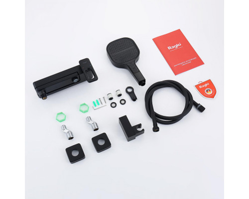 Смеситель Raglo R51.30.06 для ванны и душа настенный излив поворотный 15 см, черный