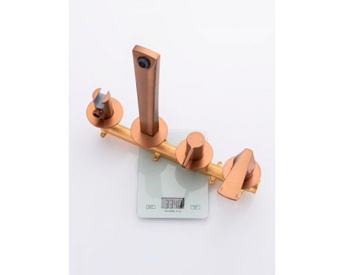 Смеситель Raglo R07.32.33 для ванны и душа встраиваемый излив монолитный 20 см, матовая медь